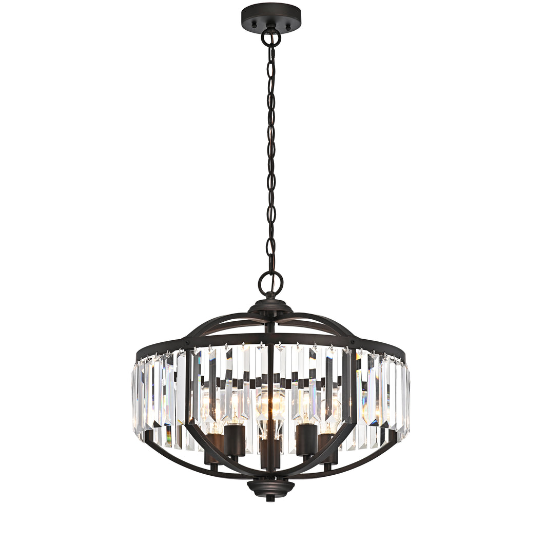 RADIANCE goods Transitional 5 Light Rubbed Bronze Ceiling Pendant 20