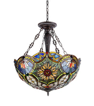 Load image into Gallery viewer, RADIANCE goods Victorian-Style 3 Light Inverted Ceiling Pendant 21&quot; Shade

