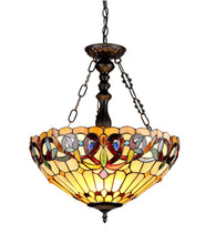 Load image into Gallery viewer, RADIANCE goods Victorian-Style 3 Light Inverted Ceiling Pendant 18&quot; Shade
