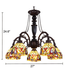 Load image into Gallery viewer, RADIANCE goods Tiffany-Style 5 Light Chandelier 27&quot; Wide
