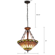 Load image into Gallery viewer, RADIANCE goods Victorian-Style 3 Light Inverted Ceiling Pendant 20&quot; Shade
