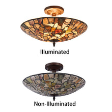 Load image into Gallery viewer, RADIANCE goods Mosaic 2 Light Stone Semi-Flush Ceiling Mount 16&quot; Wide
