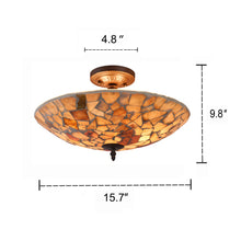 Load image into Gallery viewer, RADIANCE goods Mosaic 2 Light Stone Semi-Flush Ceiling Mount 16&quot; Wide
