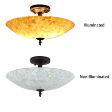 Load image into Gallery viewer, RADIANCE goods Mosaic 2 Light Seashell Semi-Flush Ceiling Mount 16&quot; Wide
