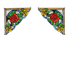 Load image into Gallery viewer, RADIANCE goods 2 Pieces Floral Stained Glass Window Panel 9.8&quot;x9.8&quot;
