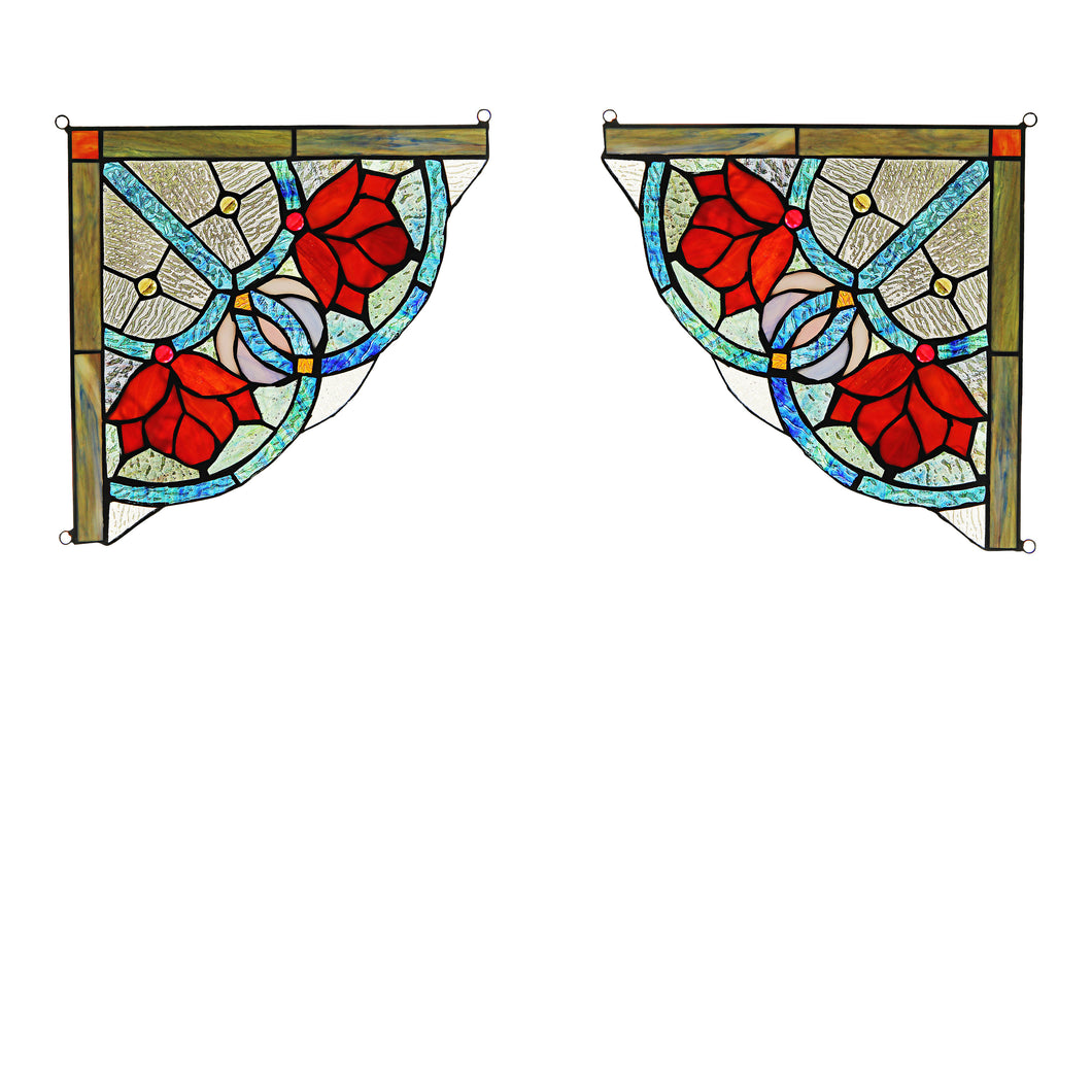 RADIANCE goods 2 Pieces Victorian Stained Glass Window Panel 9.8