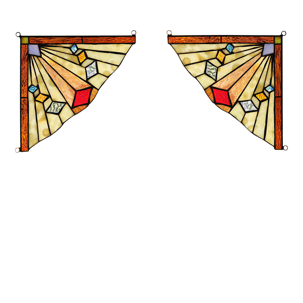 RADIANCE goods 2 Pieces Mission Stained Glass Window Panel 8