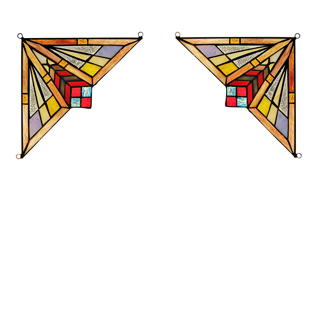 RADIANCE goods 2 Pieces Mission Stained Glass Window Panel 8
