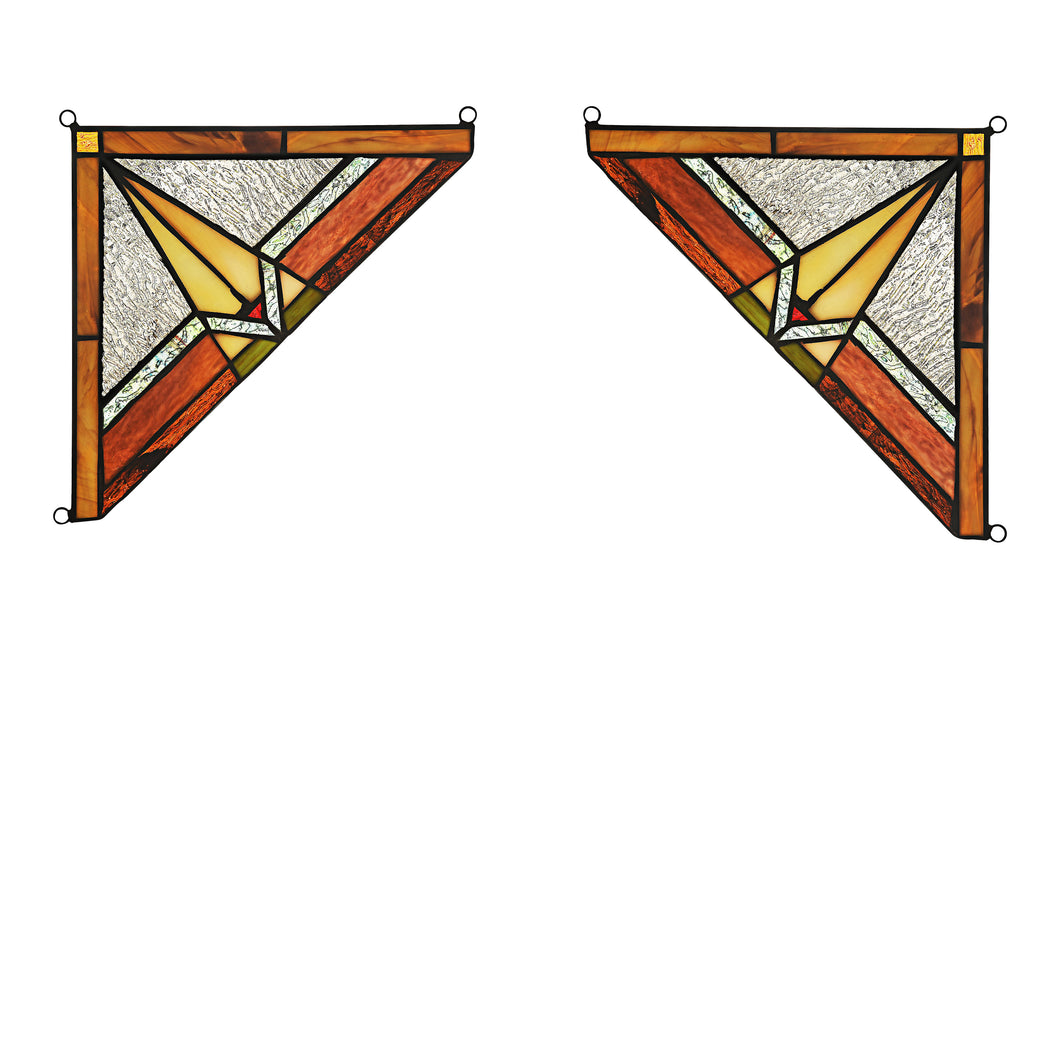RADIANCE goods 2 Pieces Mission Stained Glass Window Panel 8
