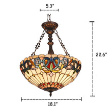 Load image into Gallery viewer, RADIANCE goods Victorian-Style 3 Light Inverted Ceiling Pendant 18&quot; Shade
