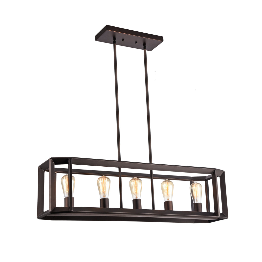 RADIANCE goods Industrial 5 Light Rubbed Bronze Ceiling Pendant 34