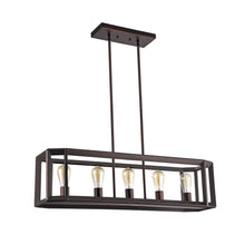 Load image into Gallery viewer, RADIANCE goods Industrial 5 Light Rubbed Bronze Ceiling Pendant 34&quot; Wide
