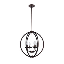 Load image into Gallery viewer, RADIANCE goods Industrial 4 Light Rubbed Bronze Ceiling Pendant 18&quot; Wide
