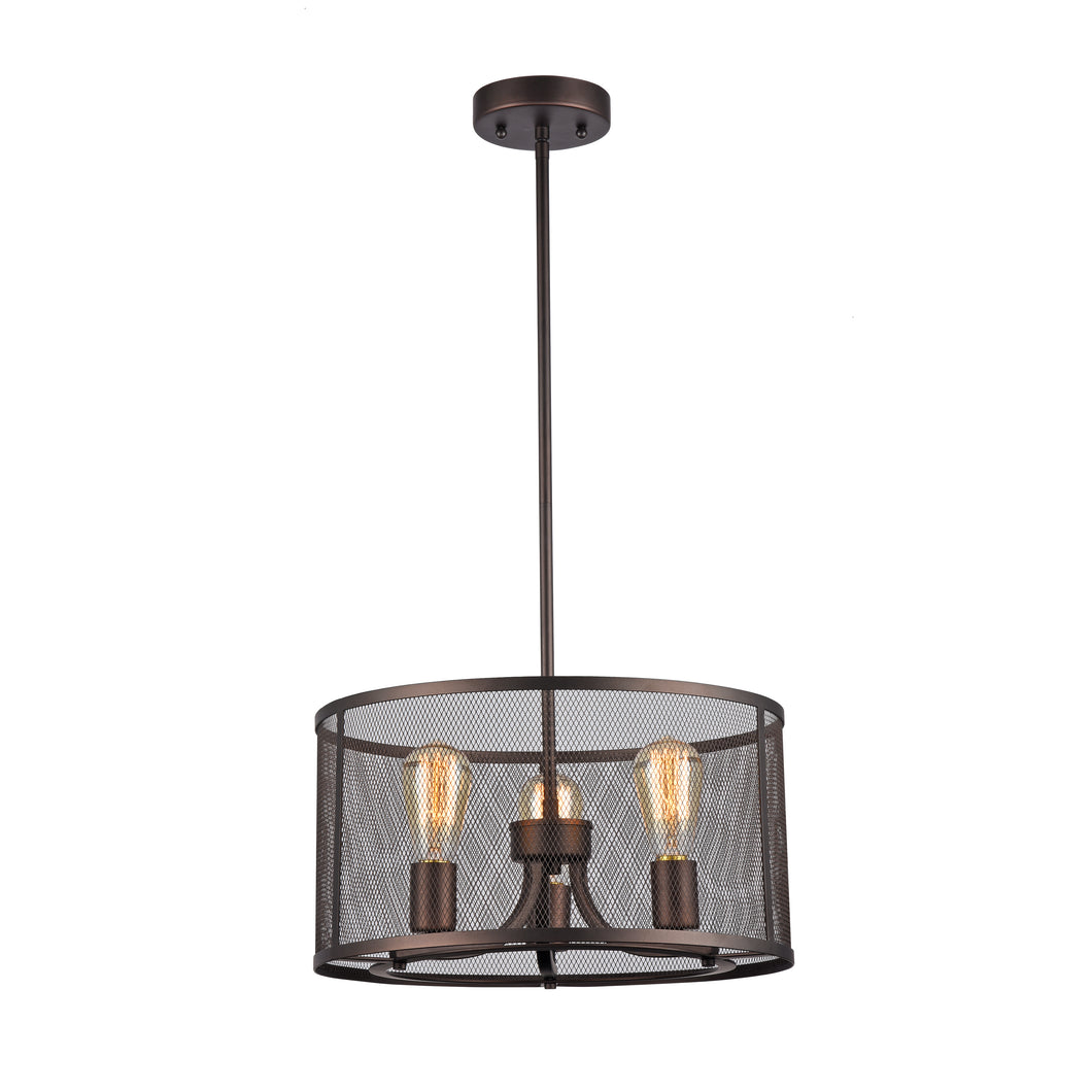 RADIANCE goods Industrial 3 Light Rubbed Bronze Ceiling Pendant 16