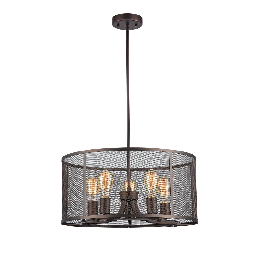 RADIANCE goods Industrial 5 Light Rubbed Bronze Ceiling Pendant 20