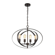 Load image into Gallery viewer, RADIANCE goods Industrial 4 Light Rubbed Bronze Ceiling Pendant 24&quot; Wide
