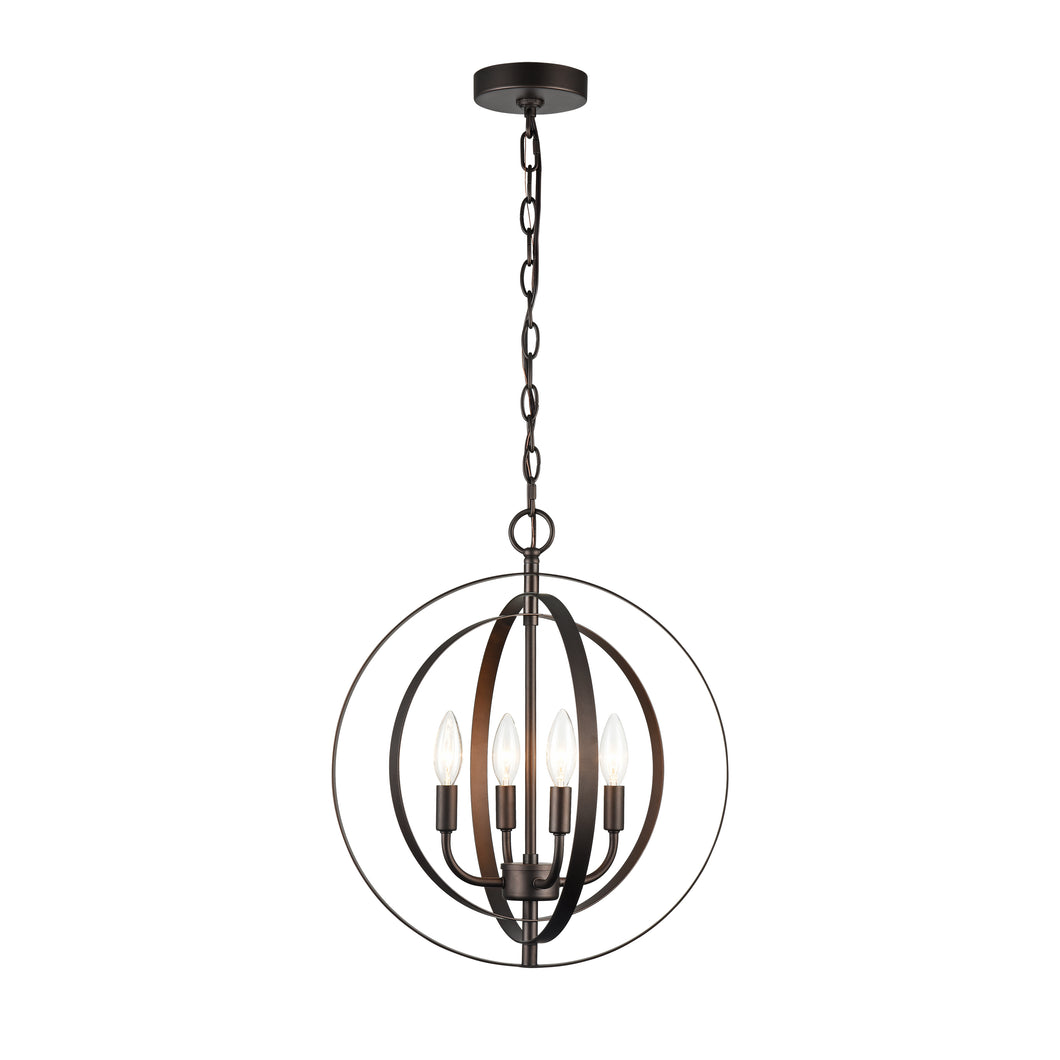 RADIANCE goods Industrial 4 Light Rubbed Bronze Ceiling Pendant 16