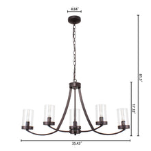 Load image into Gallery viewer, RADIANCE goods Farmhouse 5 Light Rubbed Bronze Ceiling Pendant 35.5&quot; Wide
