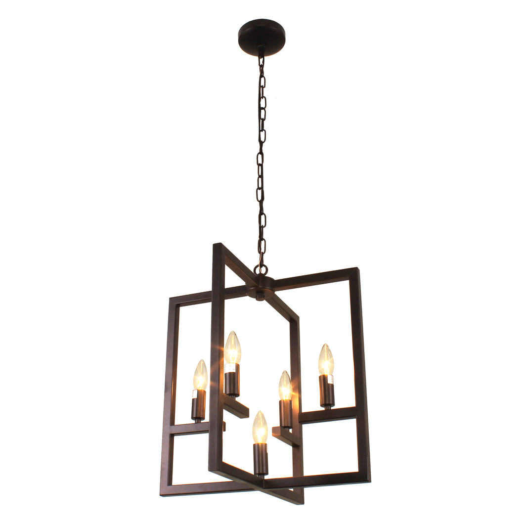 RADIANCE goods Farmhouse 5 Light Oil Rubbed Bronze Ceiling Pendant 18