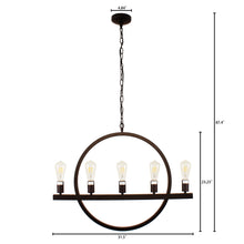 Load image into Gallery viewer, RADIANCE goods Farmhouse 5 Light Oil Rubbed Bronze Ceiling Pendant 32&quot; Wide
