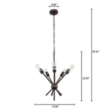 Load image into Gallery viewer, RADIANCE goods Transitional 5 Light Rubbed Bronze Ceiling Pendant 16&quot; Wide
