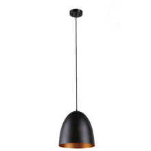 Load image into Gallery viewer, RADIANCE goods Farmhouse 1 Light Textured Black/Gold Ceiling Pendant 12&quot; Wide
