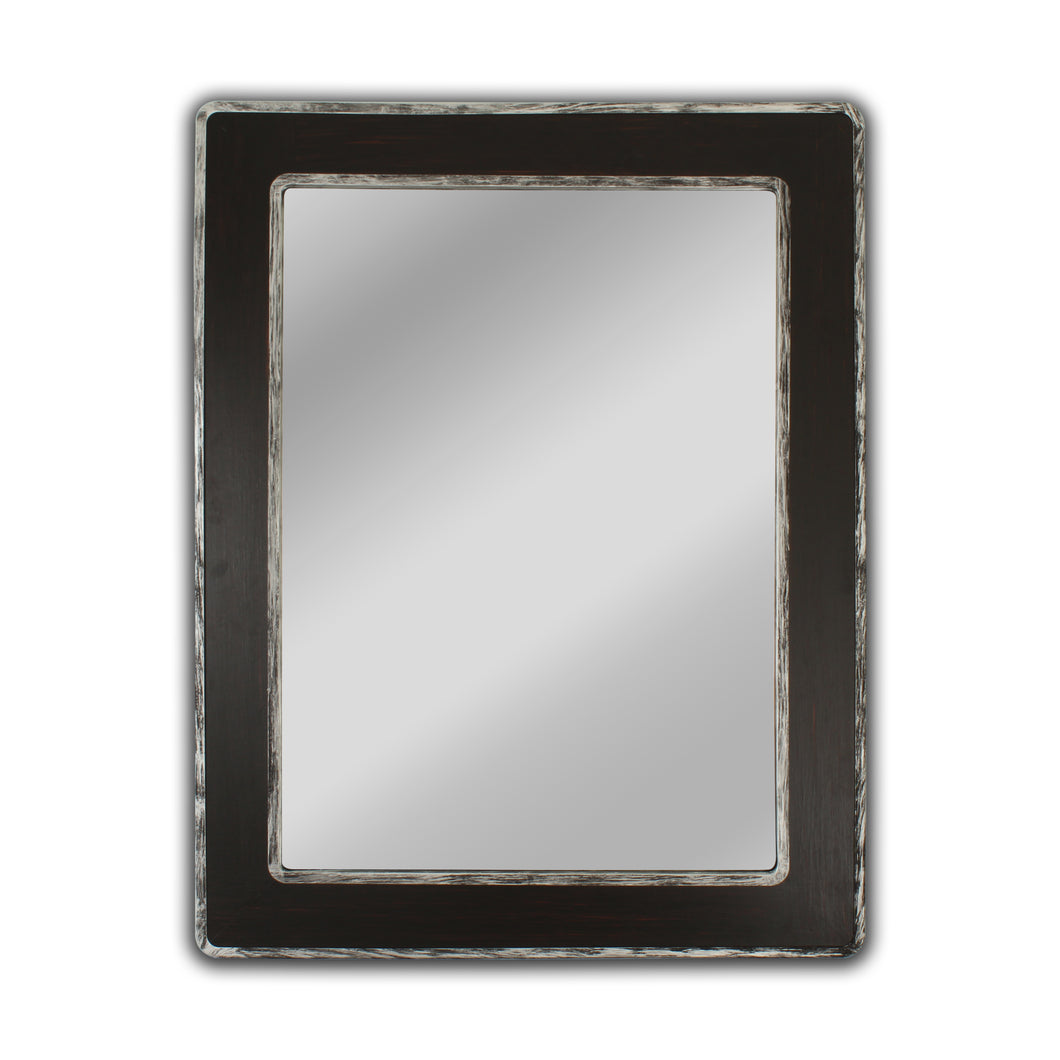 RADIANCE goods Wood & Iron Silver/Black Rectangle Framed Wall Mirror 35