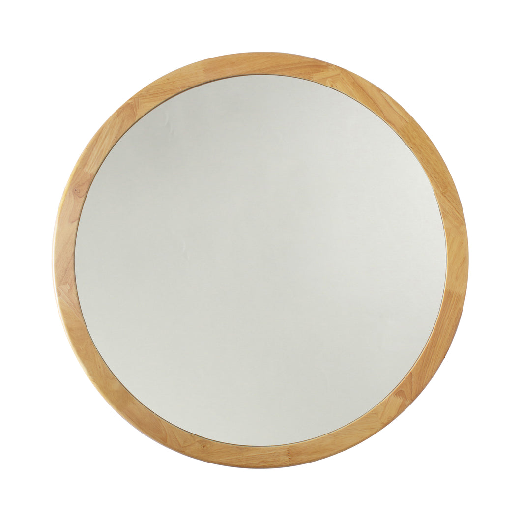 RADIANCE goods Maple Finish Round Framed Wall Mirror 24