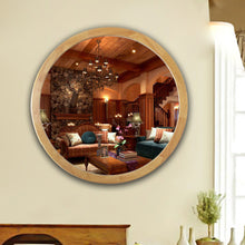 Load image into Gallery viewer, RADIANCE goods Maple Finish Round Framed Wall Mirror 24&quot;
