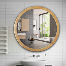 Load image into Gallery viewer, RADIANCE goods Maple Finish Round Framed Wall Mirror 24&quot;
