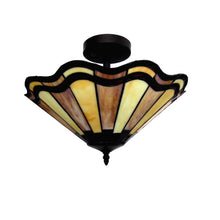 Load image into Gallery viewer, RADIANCE goods Tiffany 2 Light Mission Semi-Flush Ceiling Mount 16&quot; Wide
