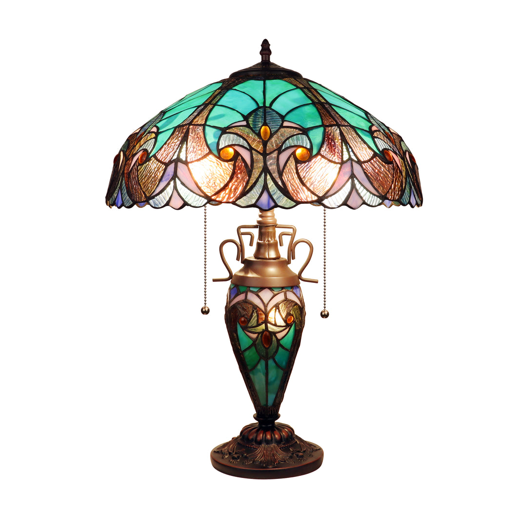 RADIANCE goods Victorian-Style Antique Dark Bronze 3 Light Double Lit Table Lamp 16