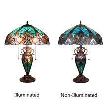 Load image into Gallery viewer, RADIANCE goods Victorian-Style Antique Dark Bronze 3 Light Double Lit Table Lamp 16&quot; Wide
