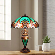 Load image into Gallery viewer, RADIANCE goods Victorian-Style Antique Dark Bronze 3 Light Double Lit Table Lamp 16&quot; Wide
