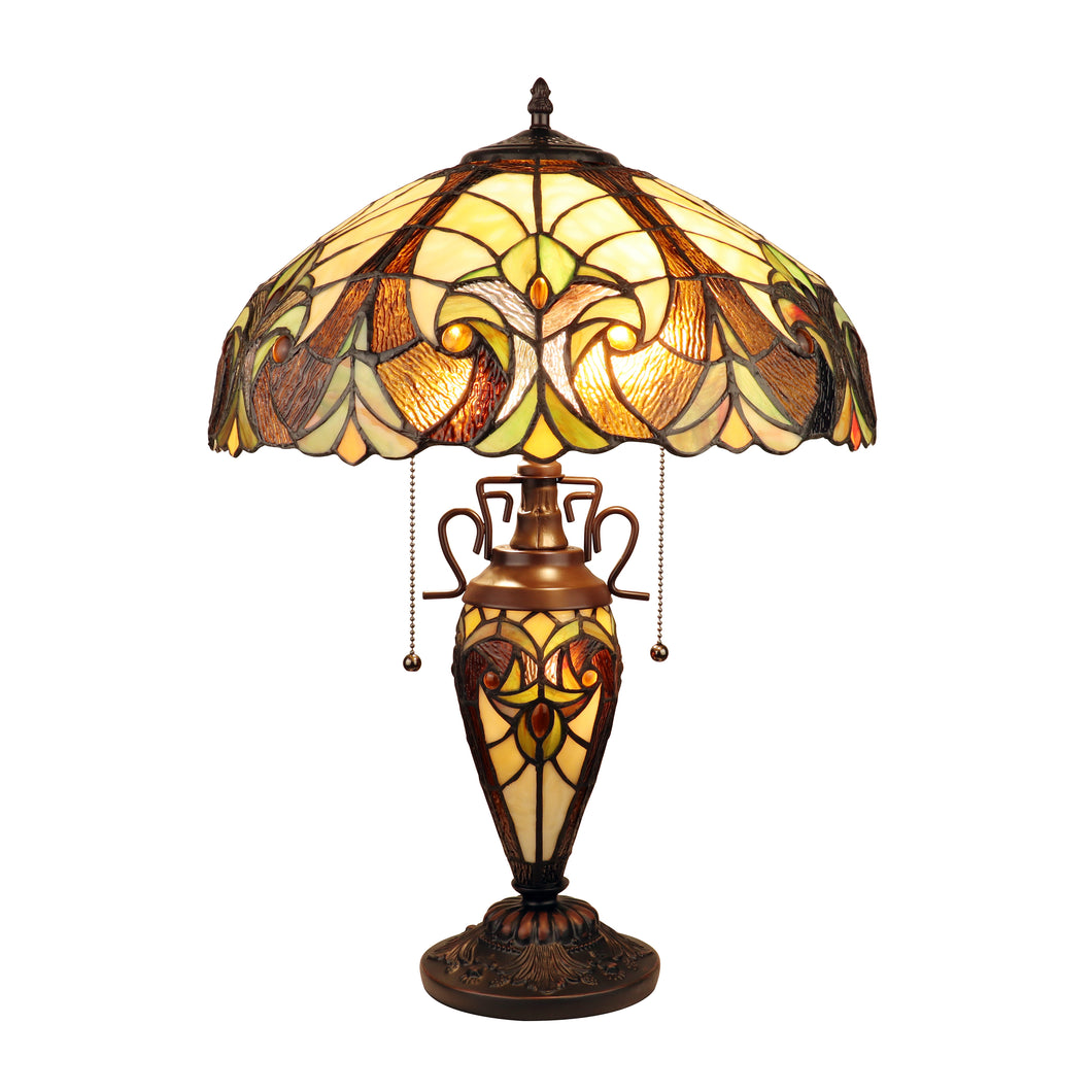 RADIANCE goods Victorian-Style Antique Dark Bronze 3 Light Double Lit Table Lamp 16