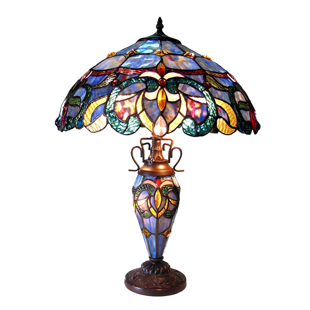 RADIANCE goods Tiffany Style 3 Light Victorian Double lit Table Lamp 18