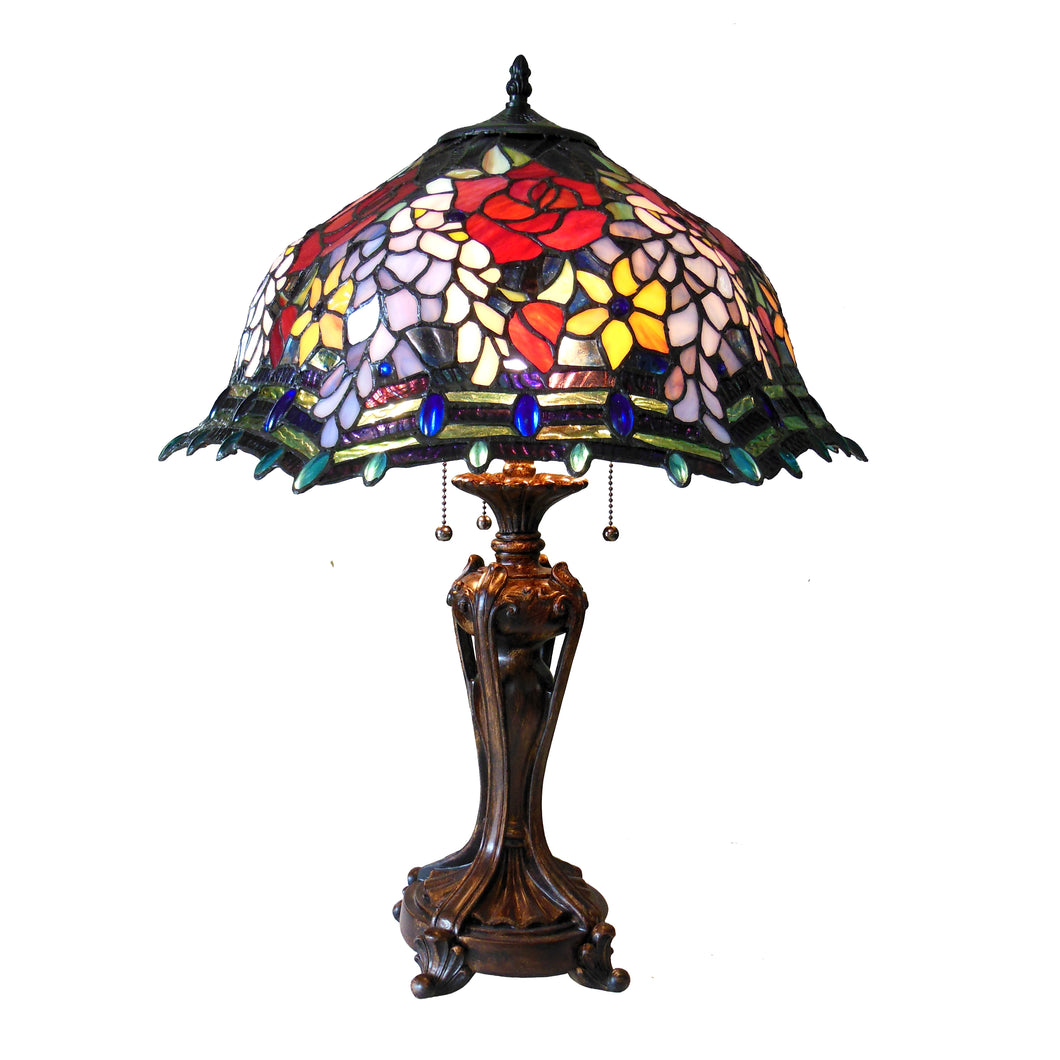 RADIANCE goods Tiffany-Style 3 Light Roses Table Lamp 20