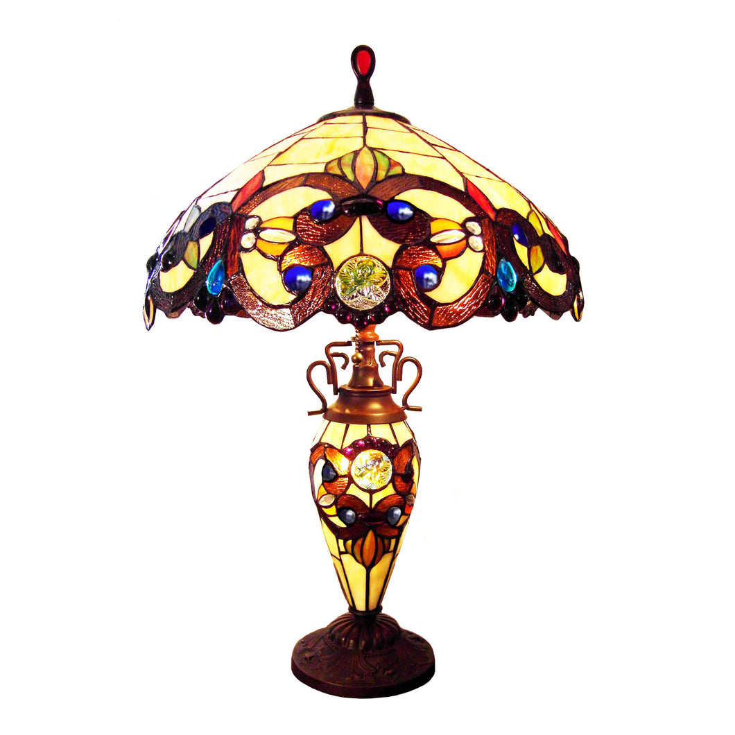 RADIANCE goods Victorian Tiffany-style 3 Light Victorian Double Lit Table Lamp 18