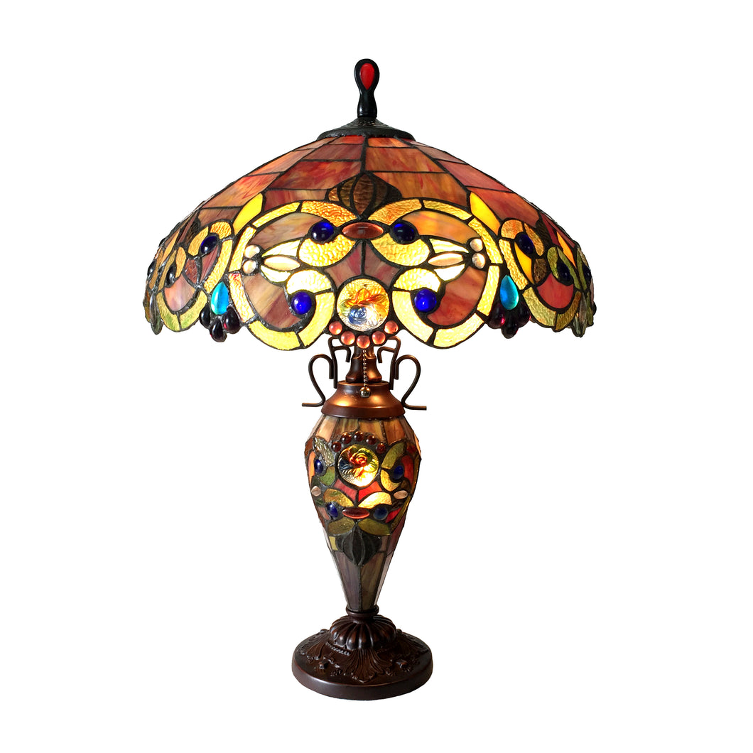 RADIANCE goods Tiffany-Style 3 Light Victorian Double Lit Table Lamp 18