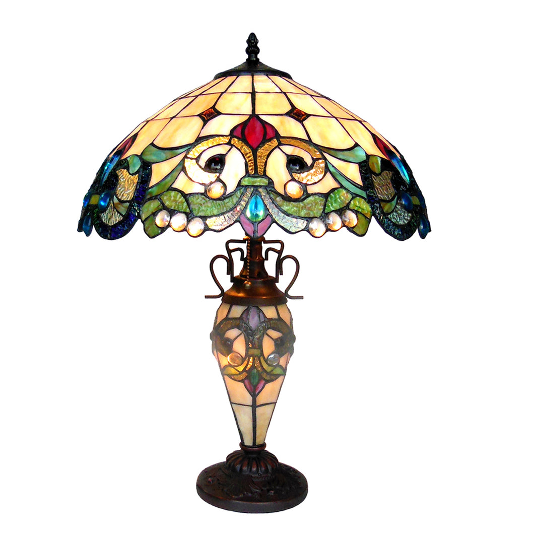 RADIANCE goods Tiffany-style 3 Light Victorian Double Lit Table Lamp 18