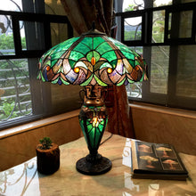 Load image into Gallery viewer, RADIANCE goods Tiffany-Style 3 Light Victorian Double Lit Table Lamp 18&quot; Shade
