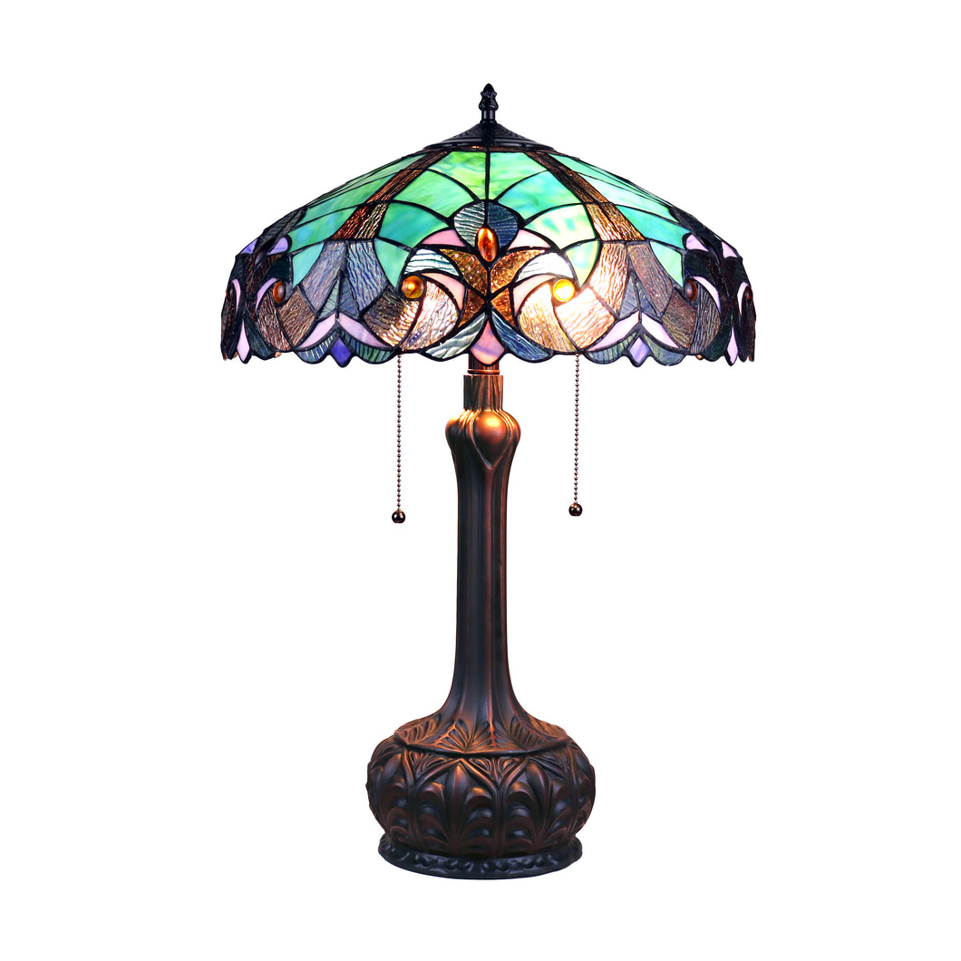 RADIANCE goods Tiffany-Style Antique Dark Bronze 2-Light Victorian Table Lamp 18