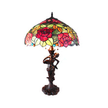 Load image into Gallery viewer, RADIANCE goods Tiffany-Style 2 Light Roses Table Lamp 18&quot; Shade
