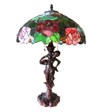 Load image into Gallery viewer, RADIANCE goods Tiffany-Style 2 Light Roses Table Lamp 18&quot; Shade
