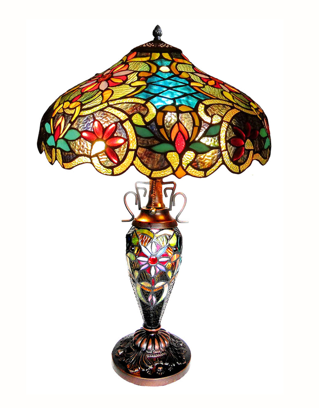 RADIANCE goods Tiffany-Style 3 Light Victorian Double Lit Table Lamp 18