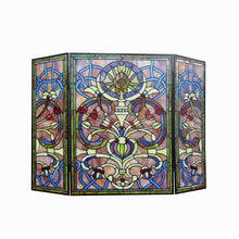 Load image into Gallery viewer, RADIANCE goods Victorian 3pcs Folding Stained Glass Fireplace Screen 40&quot; Wide
