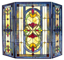 Load image into Gallery viewer, RADIANCE goods Victorian 3pcs Folding Stained Glass Fireplace Screen 40&quot; Wide
