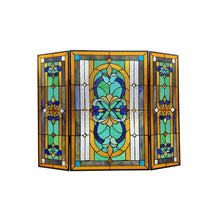 Load image into Gallery viewer, RADIANCE goods Victorian 3pcs Folding Stained Glass Fireplace Screen 40&quot; Wide
