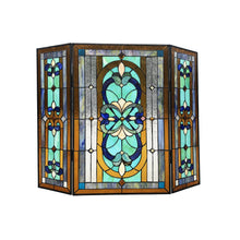 Load image into Gallery viewer, RADIANCE goods Victorian 3pcs Folding Stained Glass Fireplace Screen 40&quot; Wide
