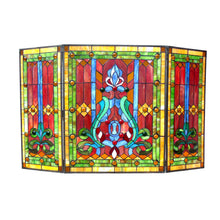 Load image into Gallery viewer, RADIANCE goods Victorian 3pcs Folding Stained Glass Fireplace Screen 44&quot; Wide
